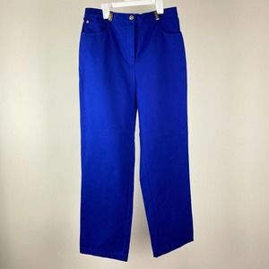 Designer St John Women's Bright Blue Denim Pants Size 30
